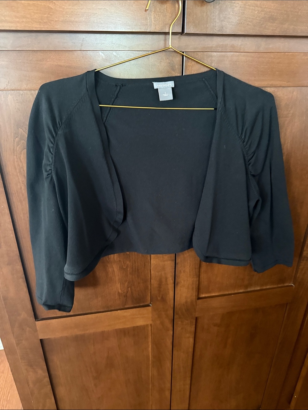 Ann Taylor Black Cropped Open-Front Bolero